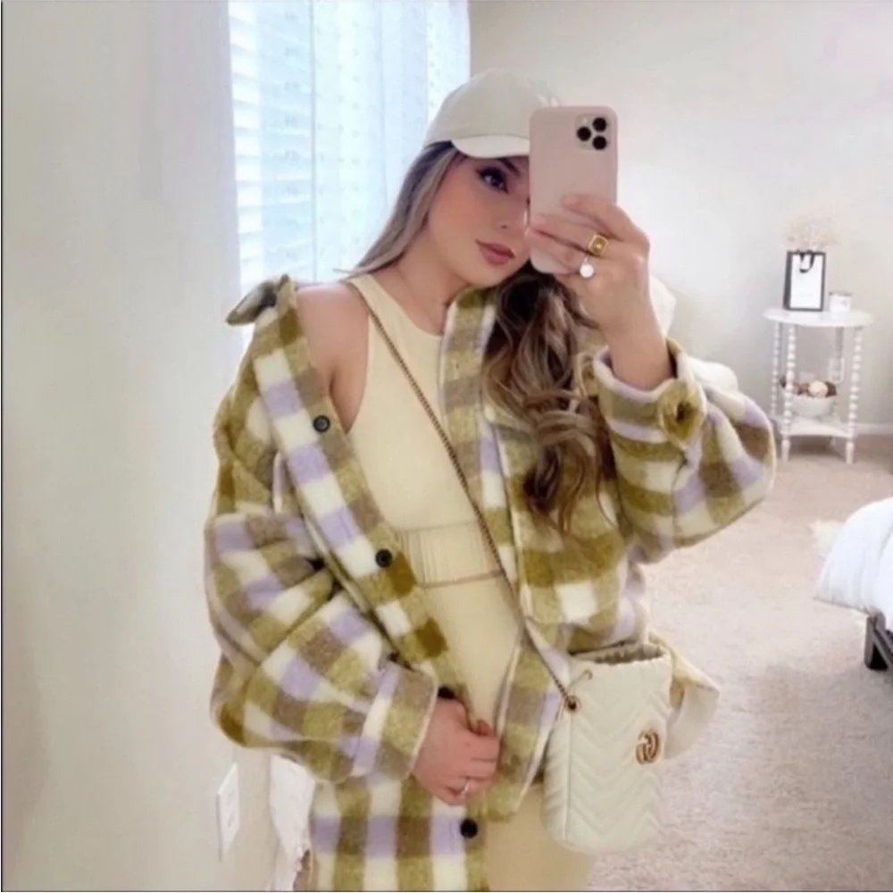 Zara Oversized Plaid Wool Jacket Shacket - Picture 11 of 15